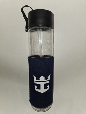 Royal Navy Blue Insulated Plastic Water Bottle with Sleeve